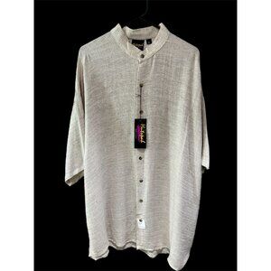 Hutspah Mens XL Linen Blend Button Up Shirt Vintage USA NEW NOS